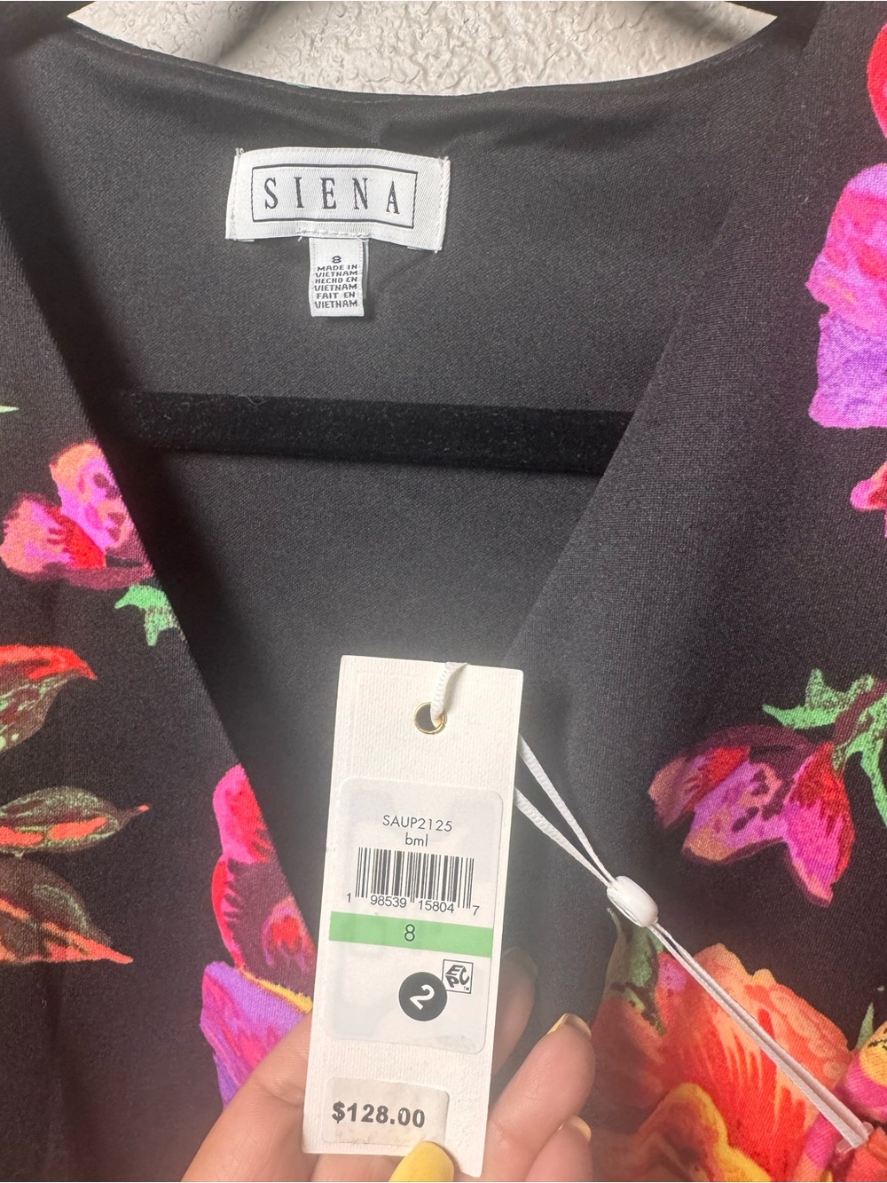 Siena Studio Black Floral Wrap Dress with Pink and Orange Blooms - Picture 7 of 11
